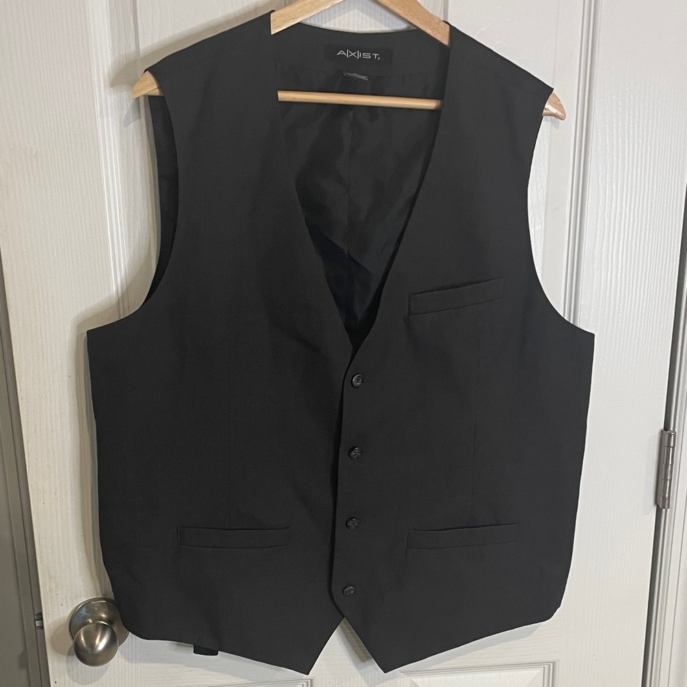 A[X]ISDT - Mens Black Formal Vest With Front Pockets - Mens Size XL
